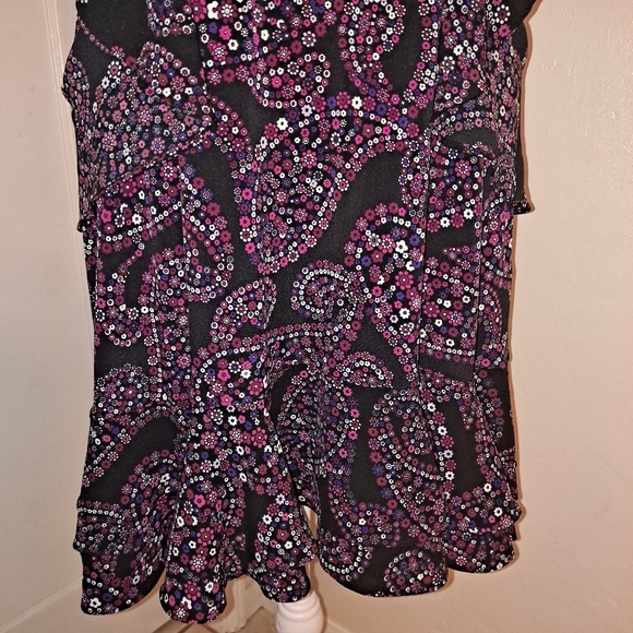 MICHAEL KORS Purple Paisley Floral Print  Cascade Ruffle Dress S Medium NWOT - Picture 3 of 8